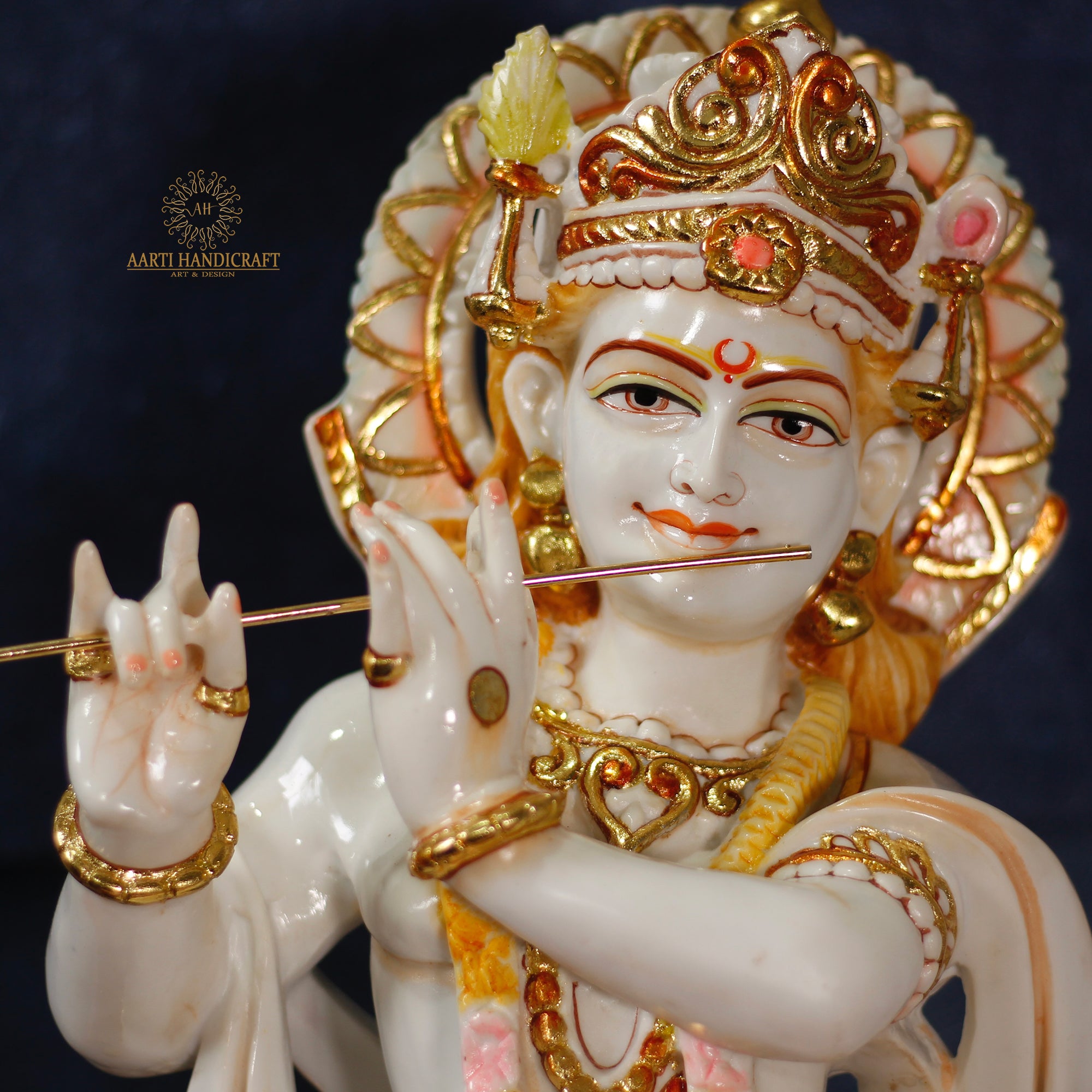 28" Krishna Statue | Resin (Marble Dust)