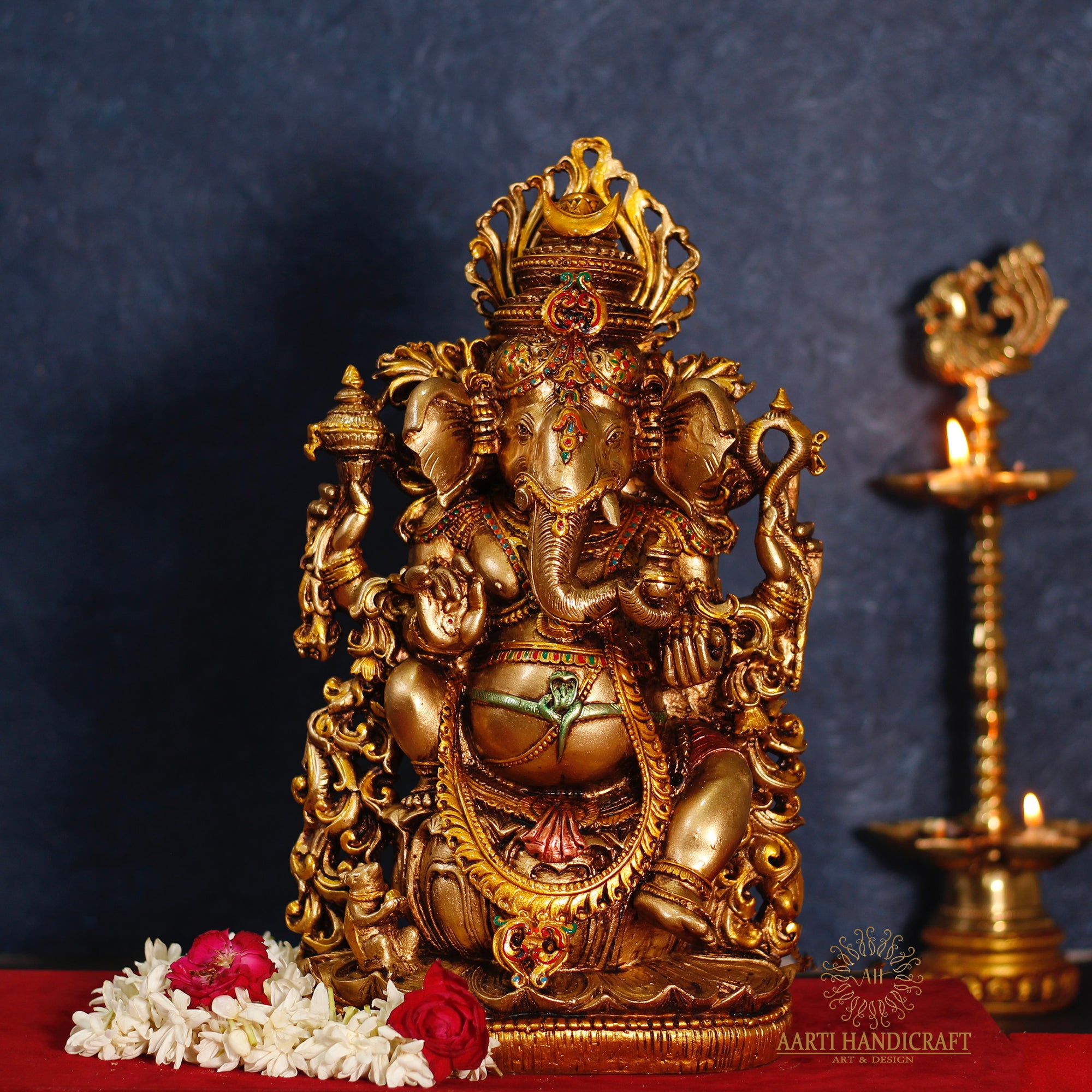 Ganesha in Golden Color in 15 Inches