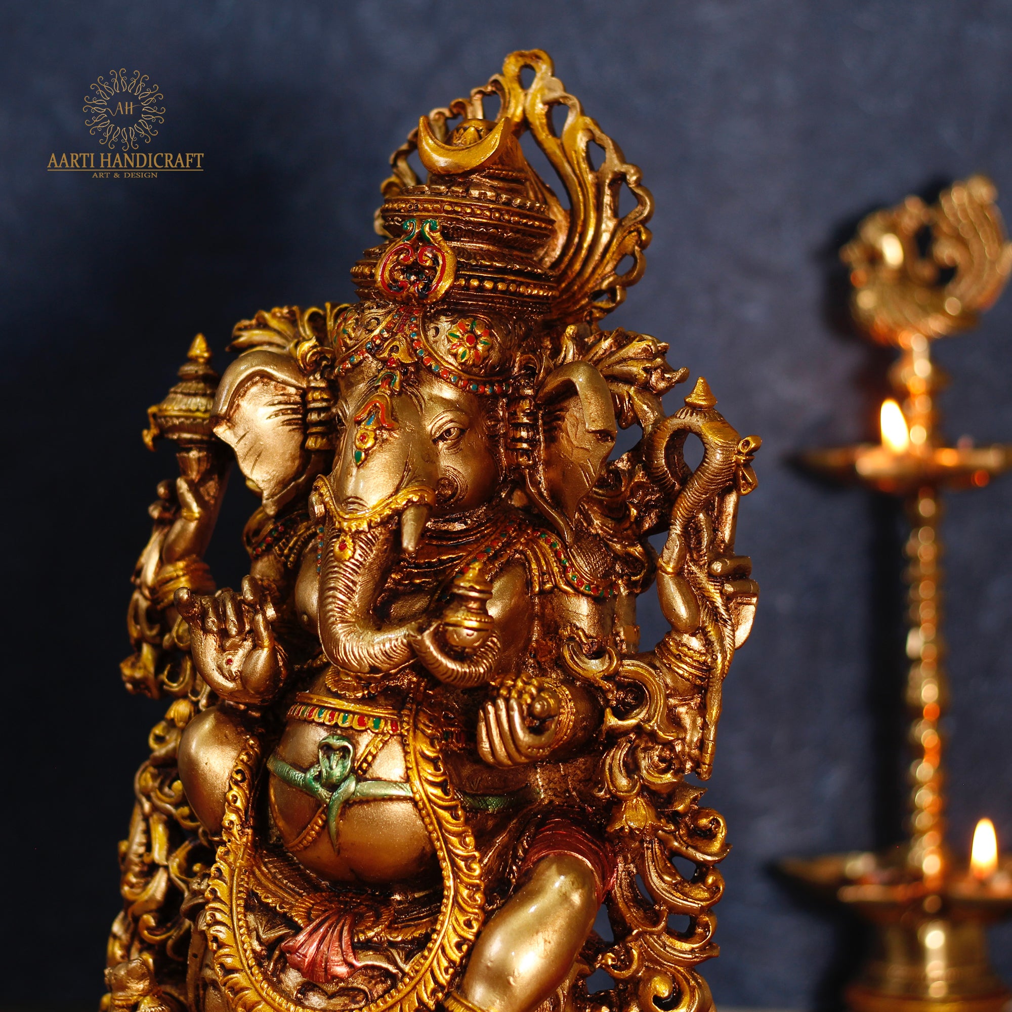 Ganesha in Golden Color in 15 Inches