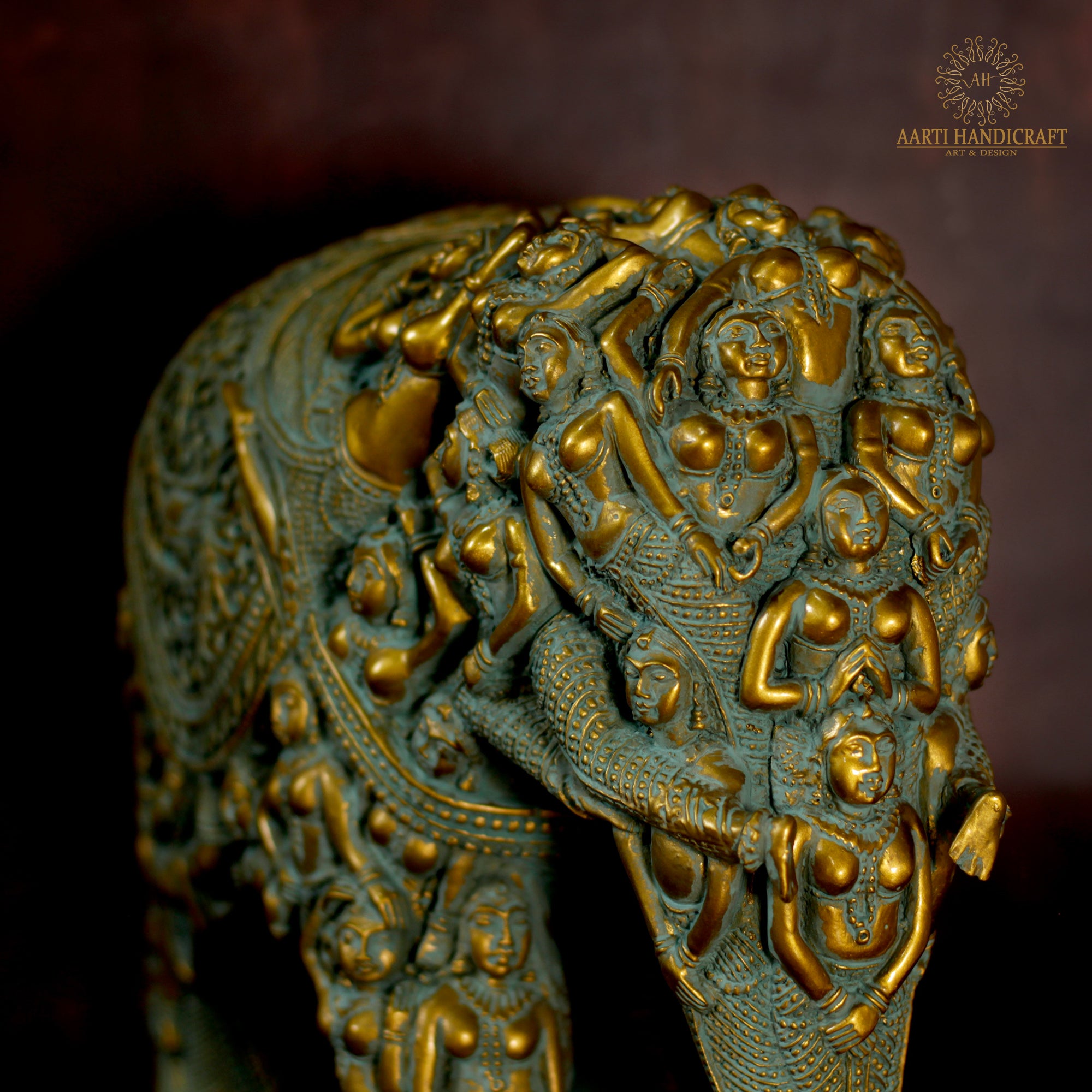 Antique Green Color Elephant Showpiece