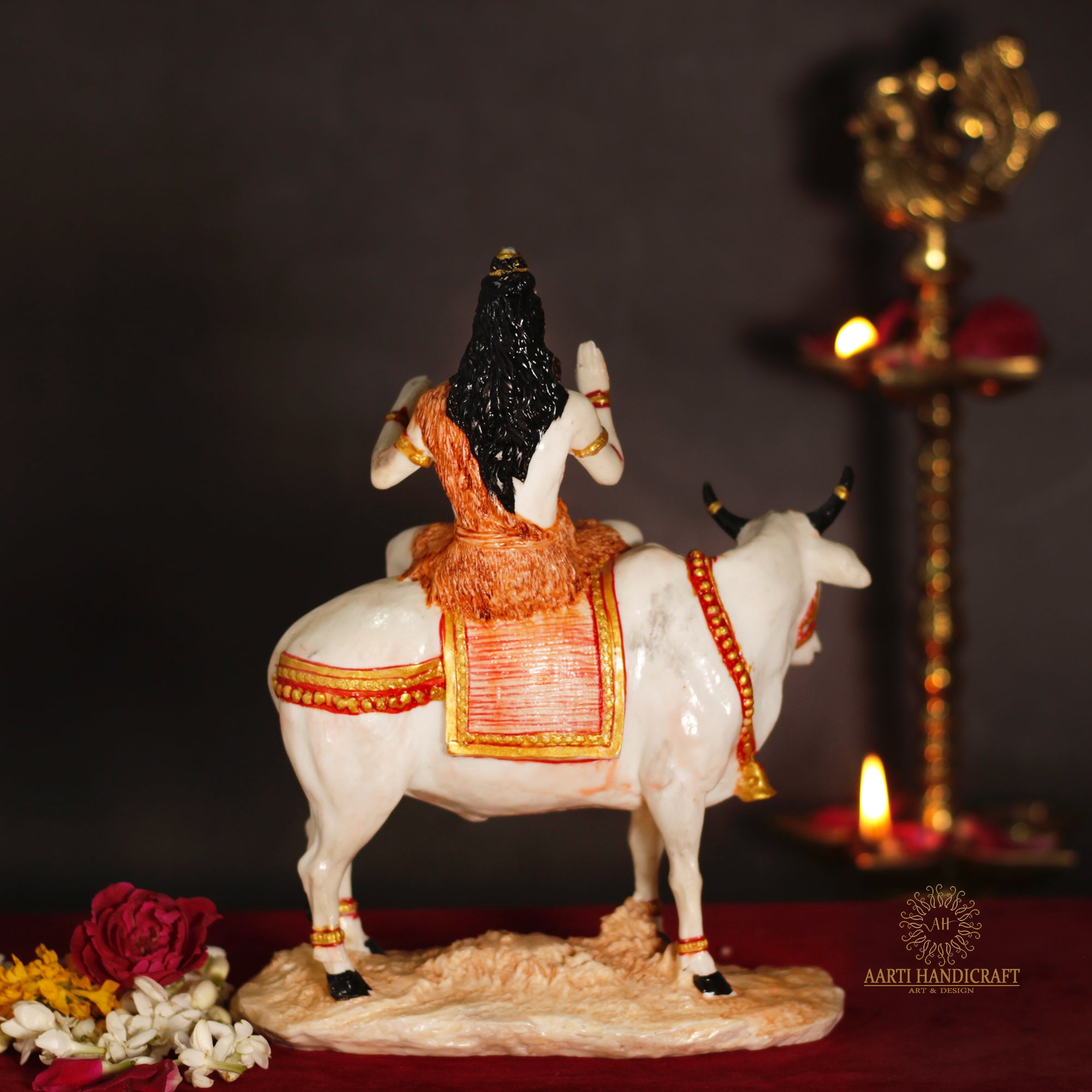 Blessing Shiva sitting on Cow | 9 Inches