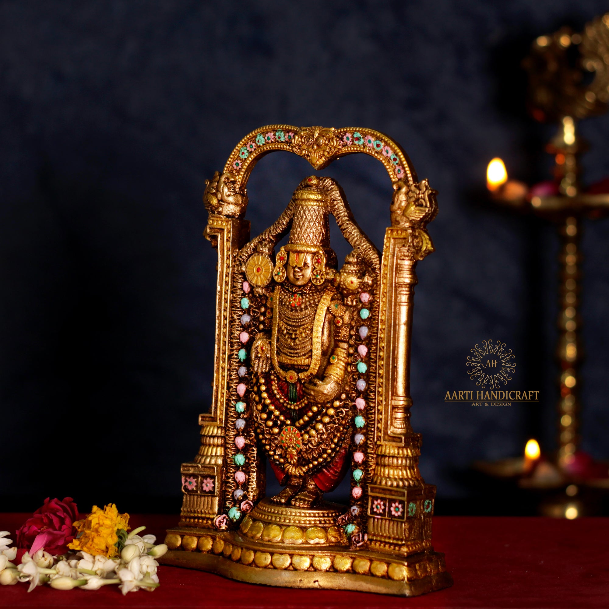 8" Tirupati Balaji in Resin (Marble Dust) | Antique Finish