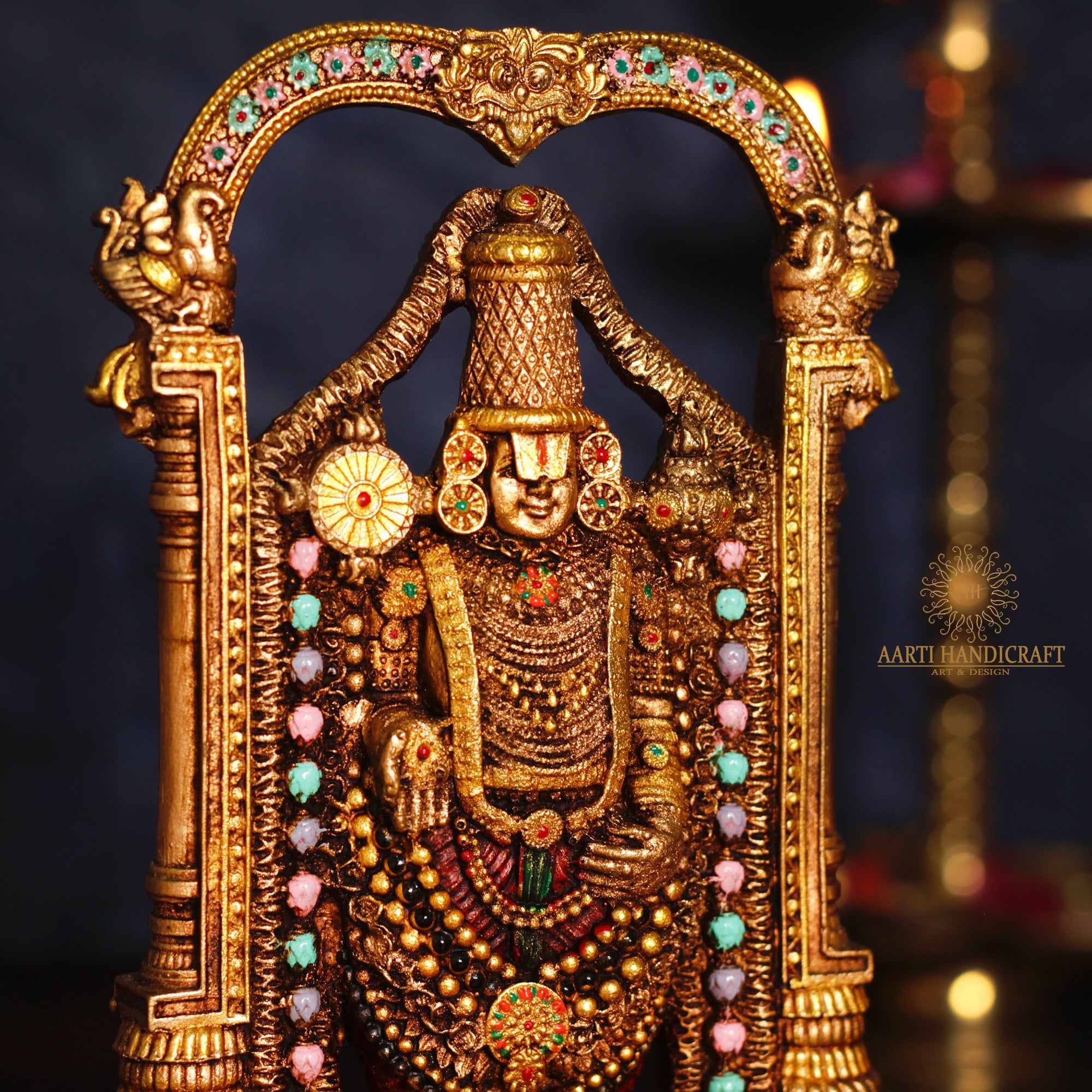 8" Tirupati Balaji in Resin (Marble Dust) | Antique Finish