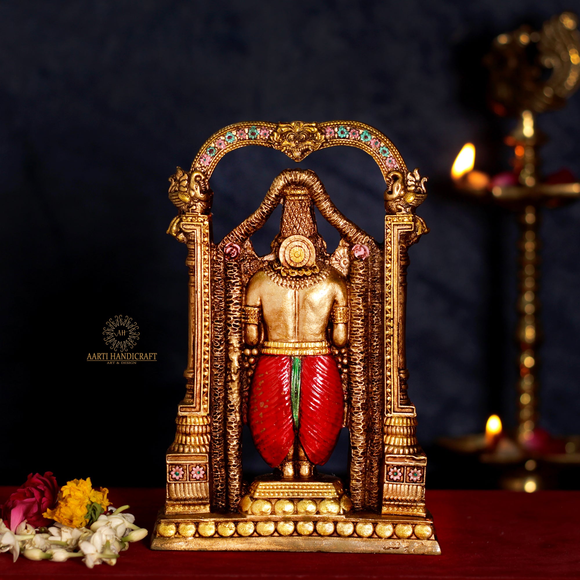 8" Tirupati Balaji in Resin (Marble Dust) | Antique Finish