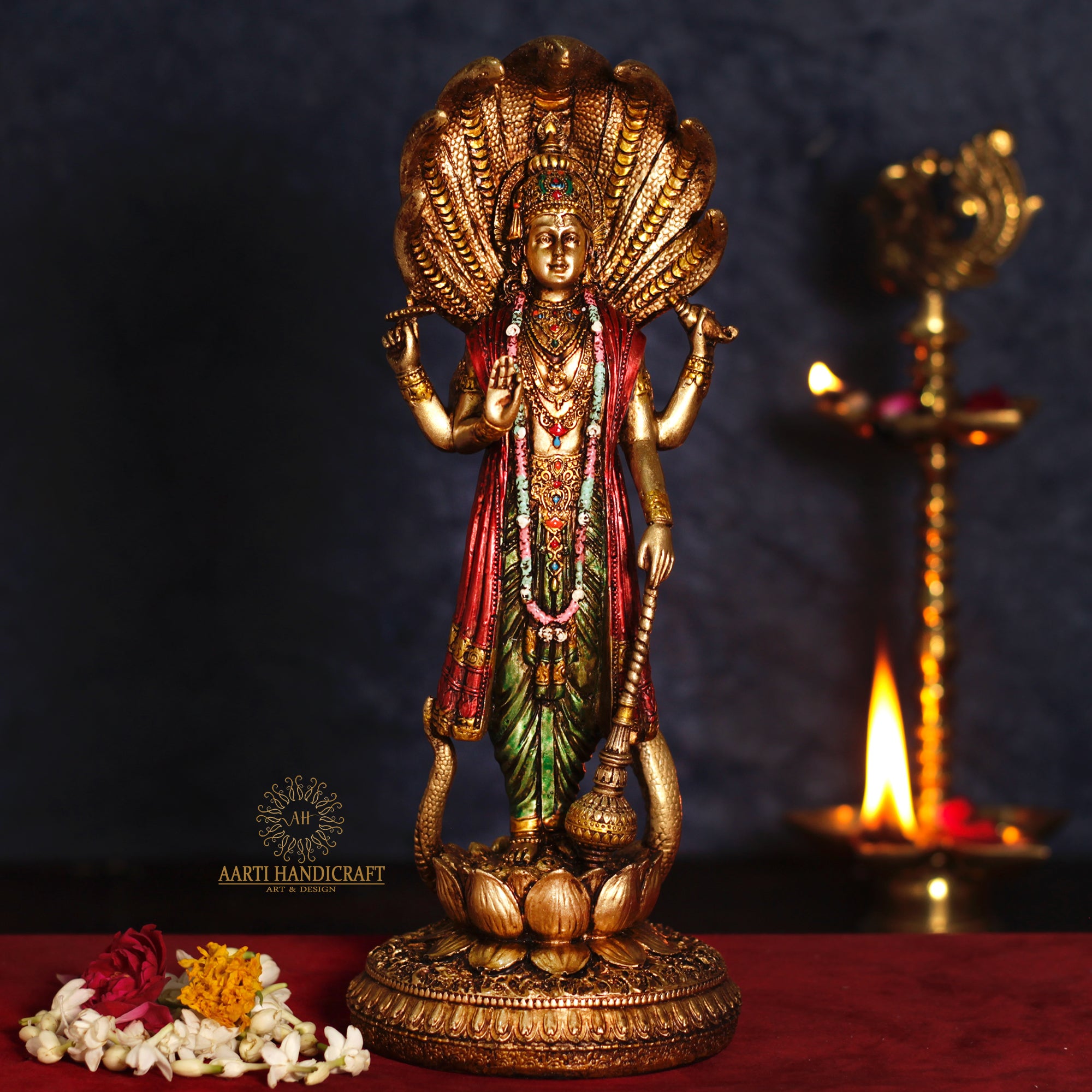 Lord Vishnu or Narayana in Resin (Marble Dust) | 12 Inches