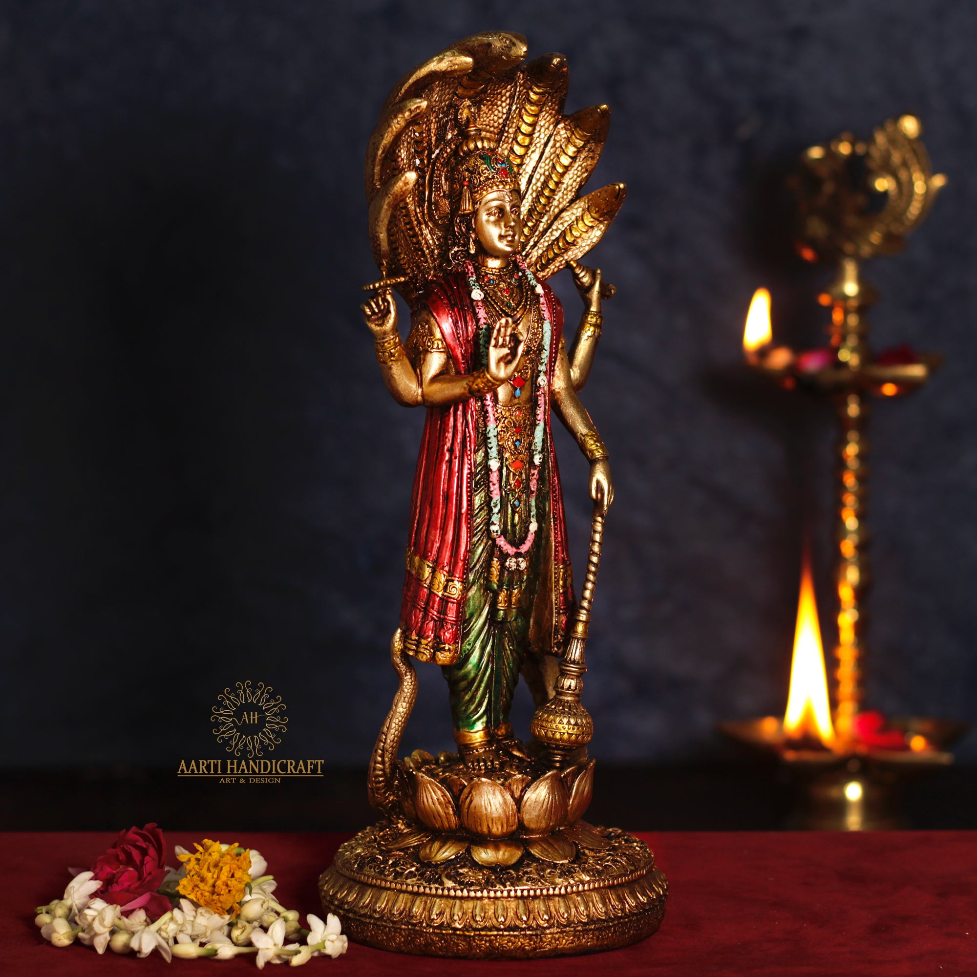 Lord Vishnu or Narayana in Resin (Marble Dust) | 12 Inches