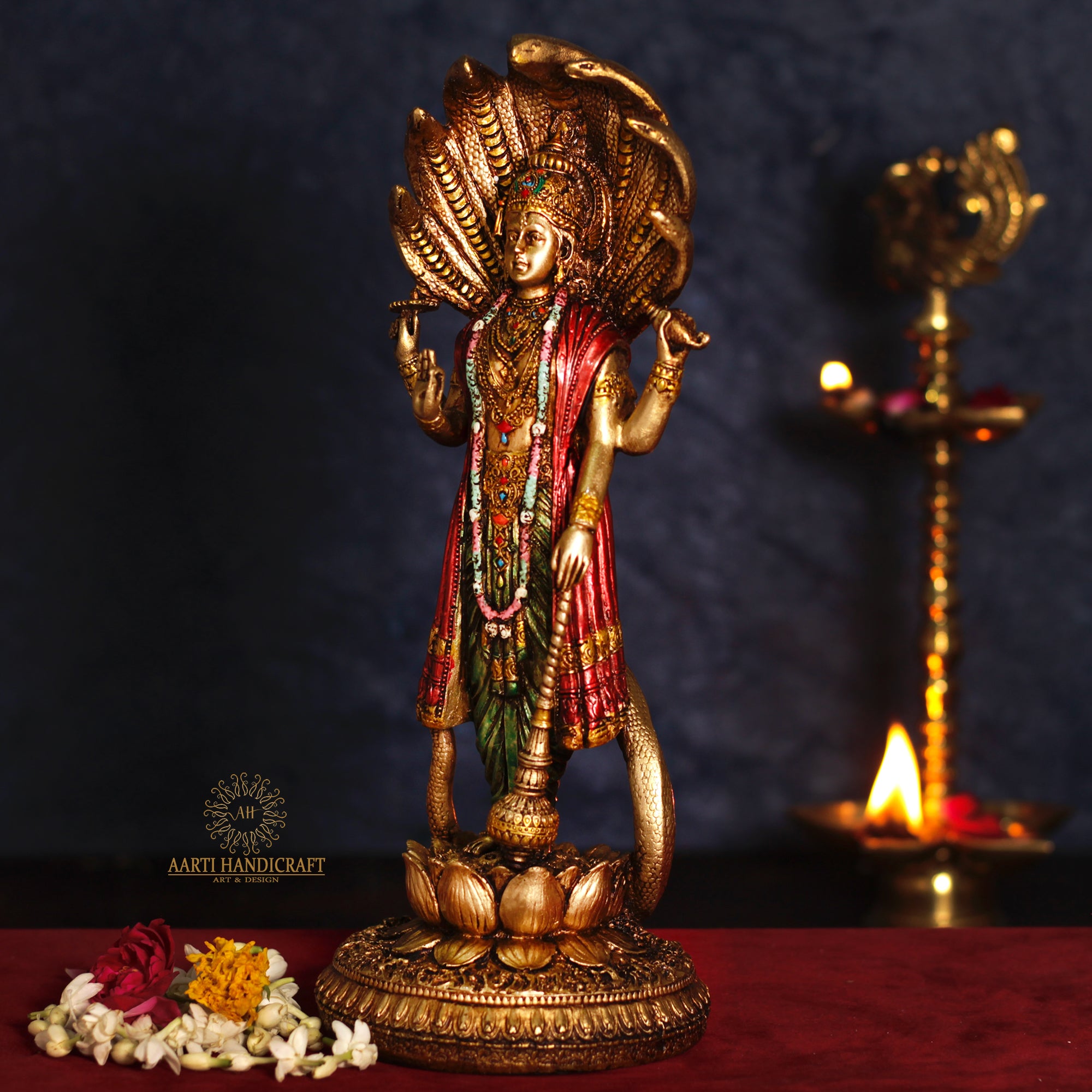 Lord Vishnu or Narayana in Resin (Marble Dust) | 12 Inches