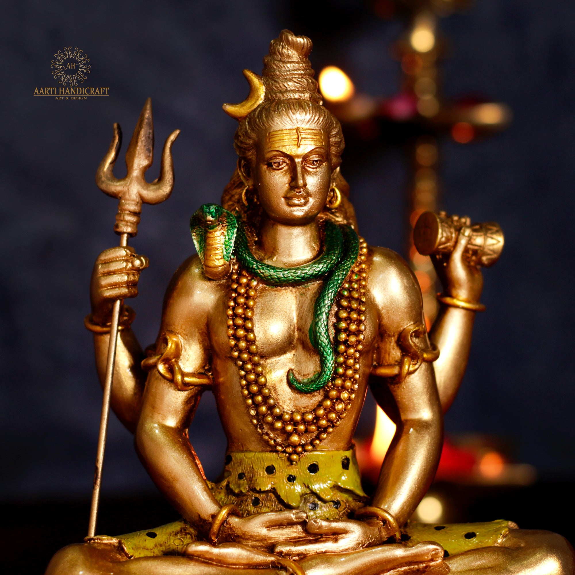 Elegant Lord Shiva In Resin In 9" For Temple/Puja/Decor