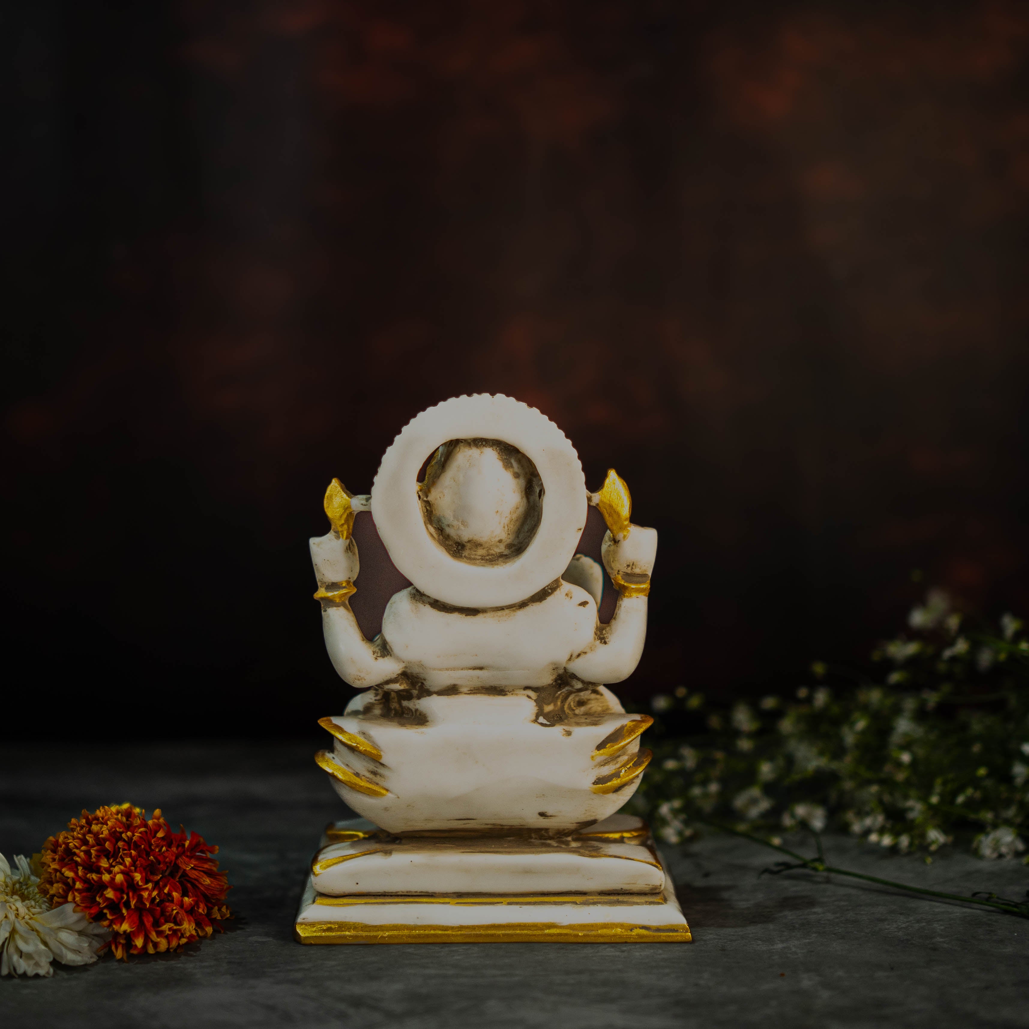 6.5" White Resin Ganesha