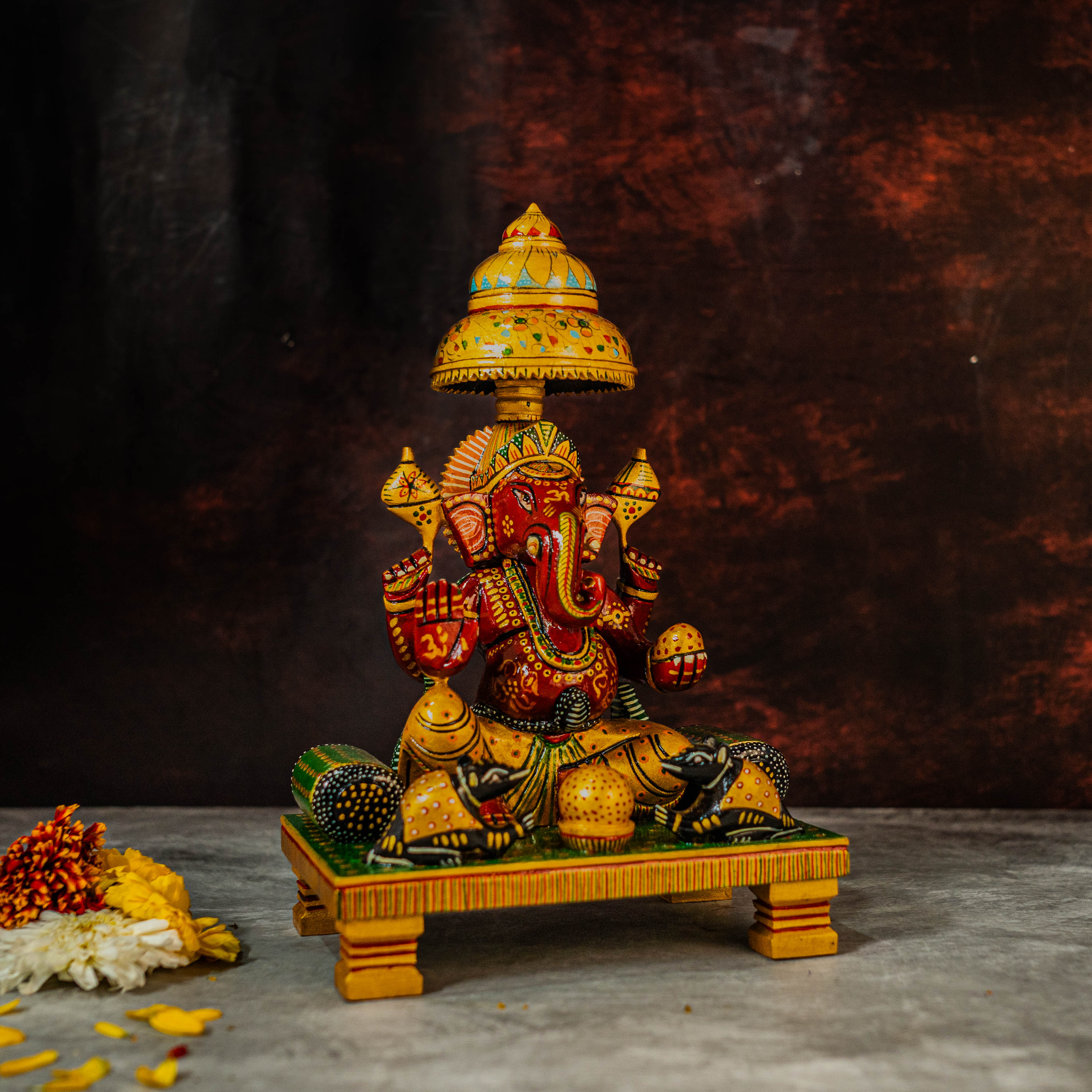 11" Chowki Ganesh | Wooden Light Weight