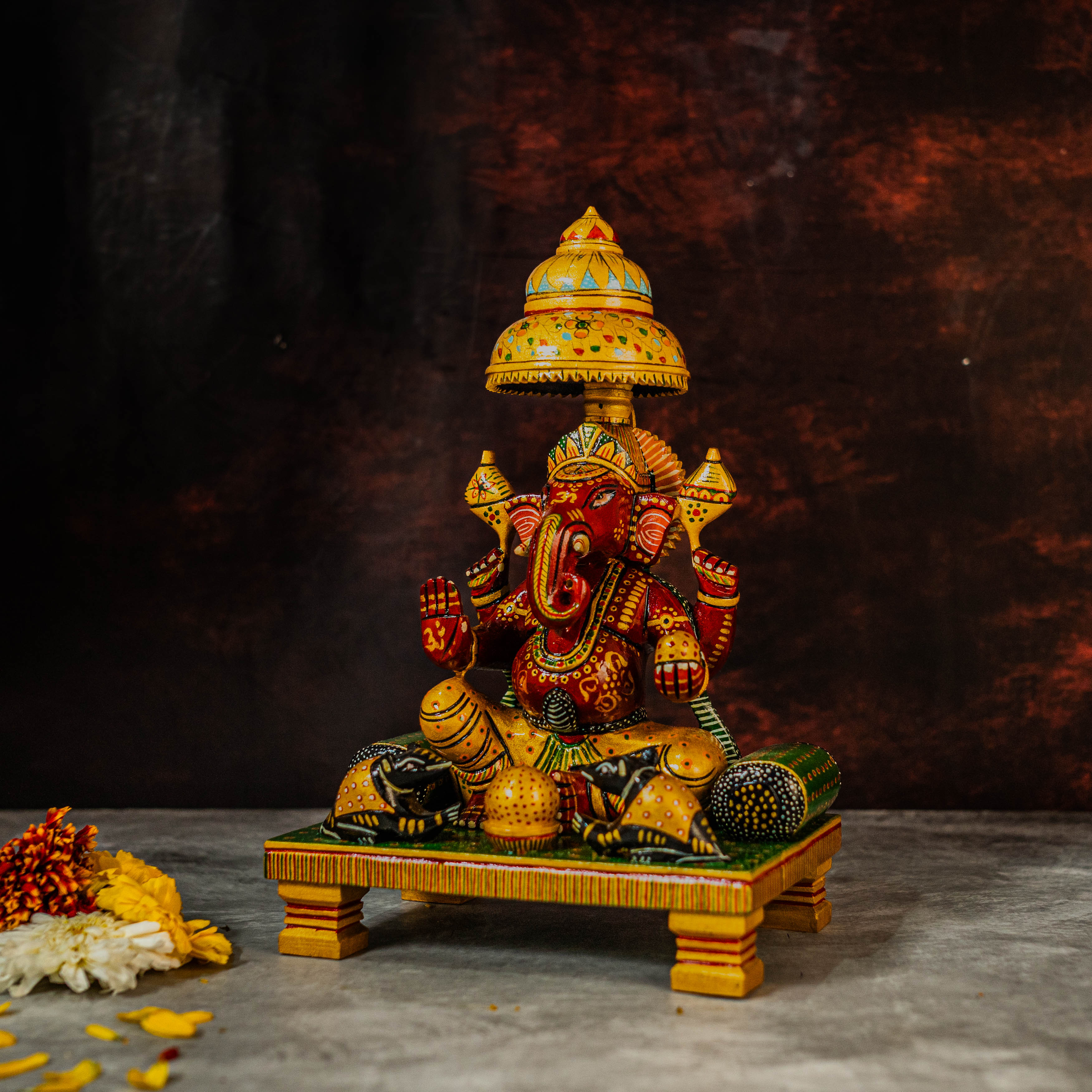 11" Chowki Ganesh | Wooden Light Weight