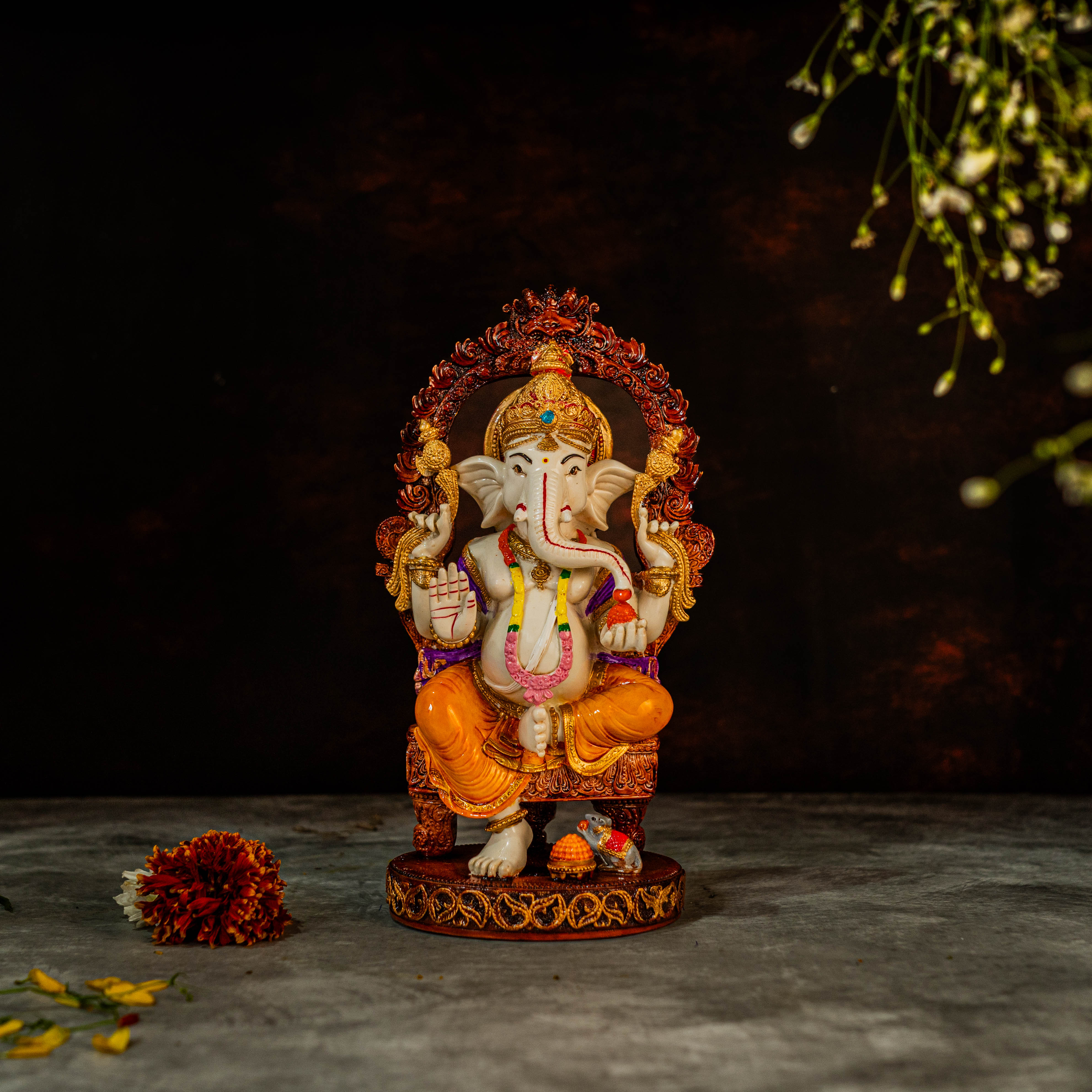 11" Ganesha In MultiColour | Marble Dust