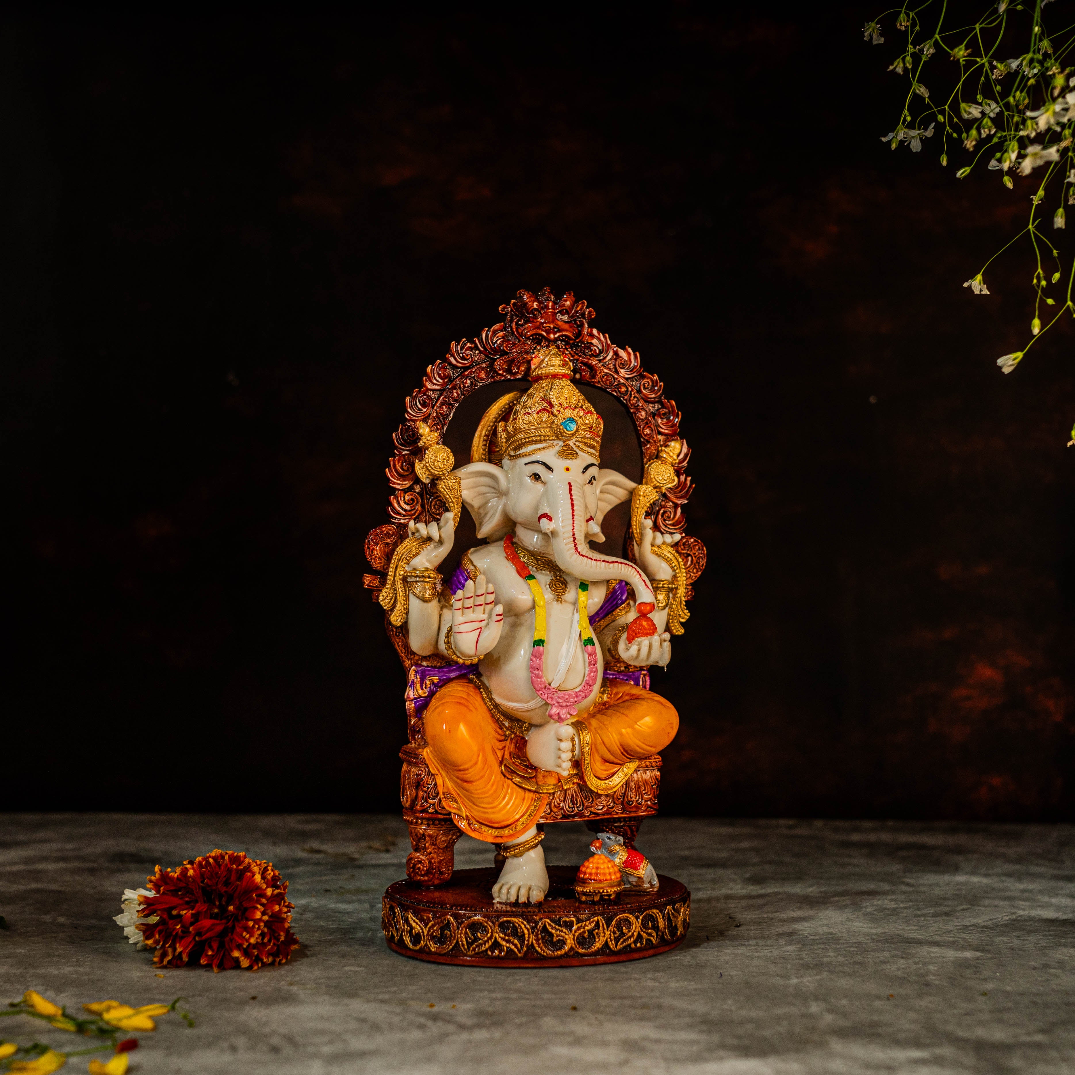 11" Ganesha In MultiColour | Marble Dust