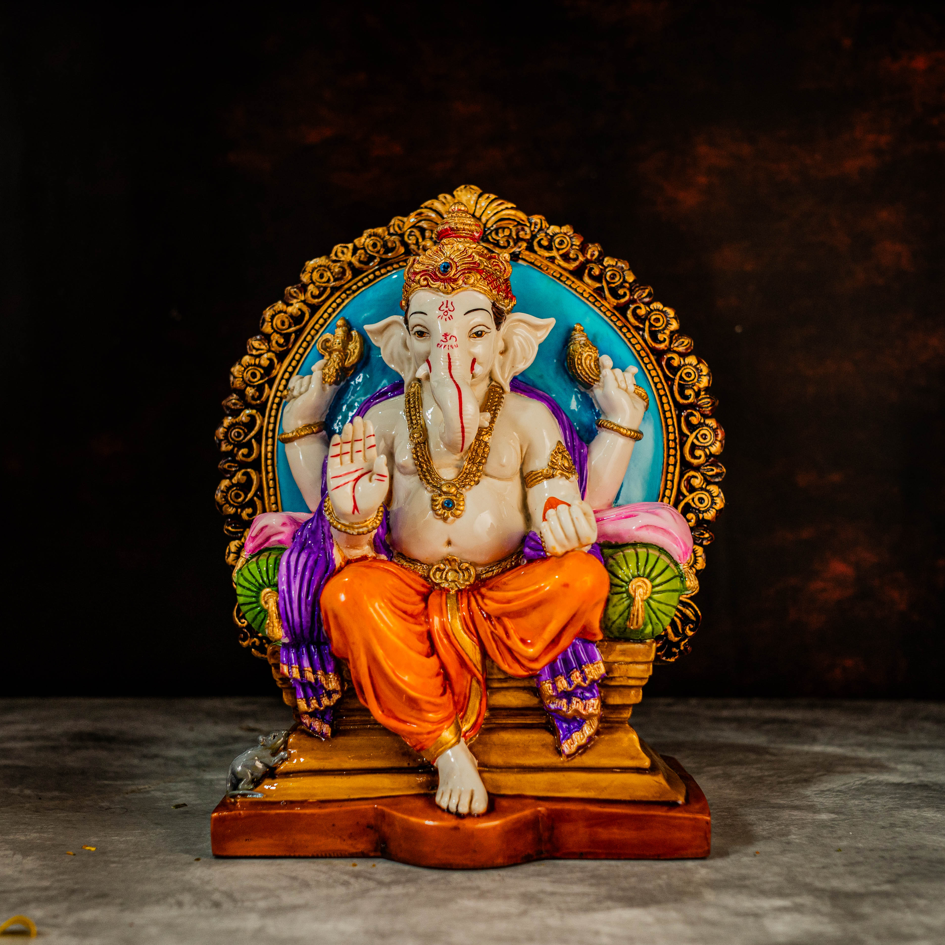 11" Multi Colour Ganesha in Marble Dust