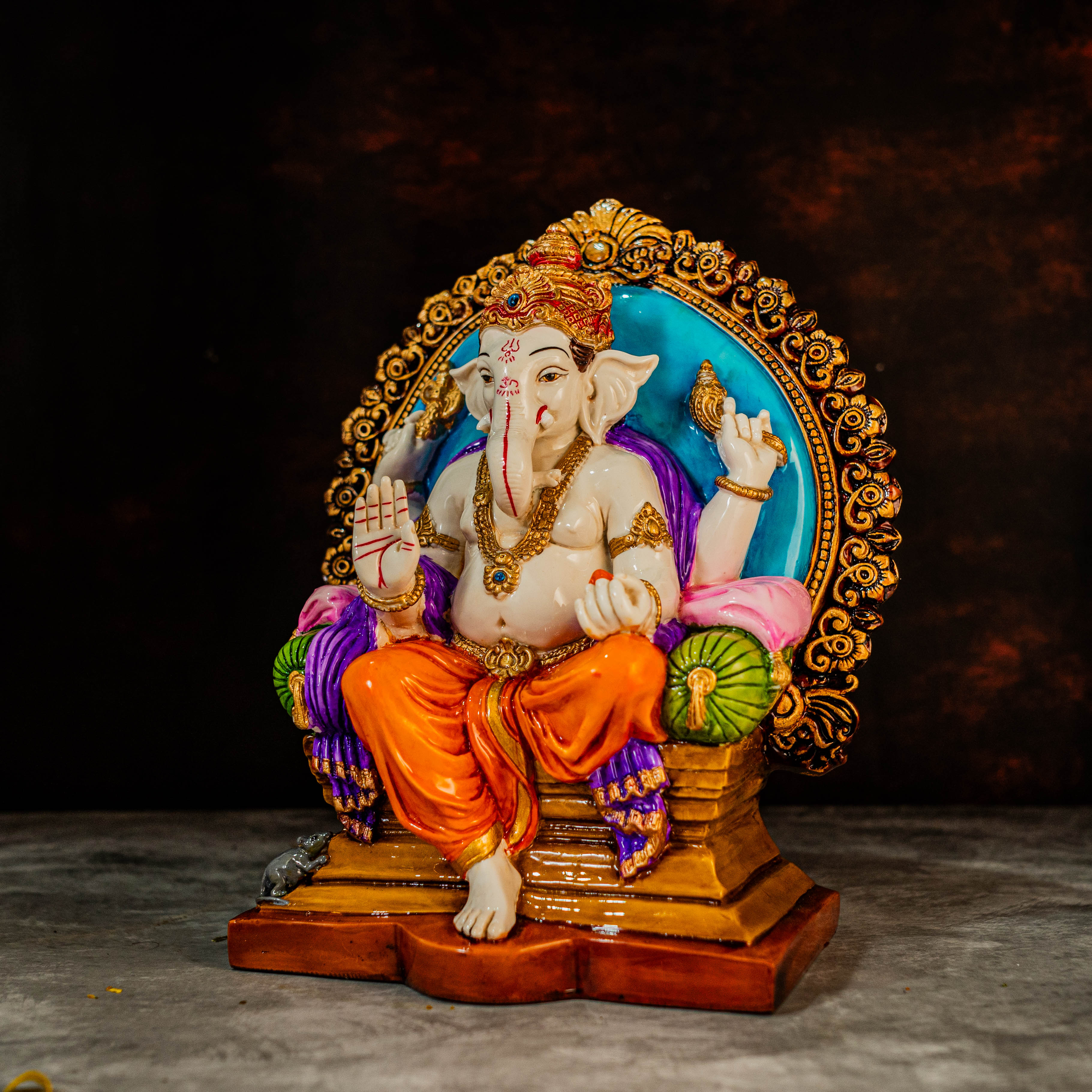 11" Multi Colour Ganesha in Marble Dust