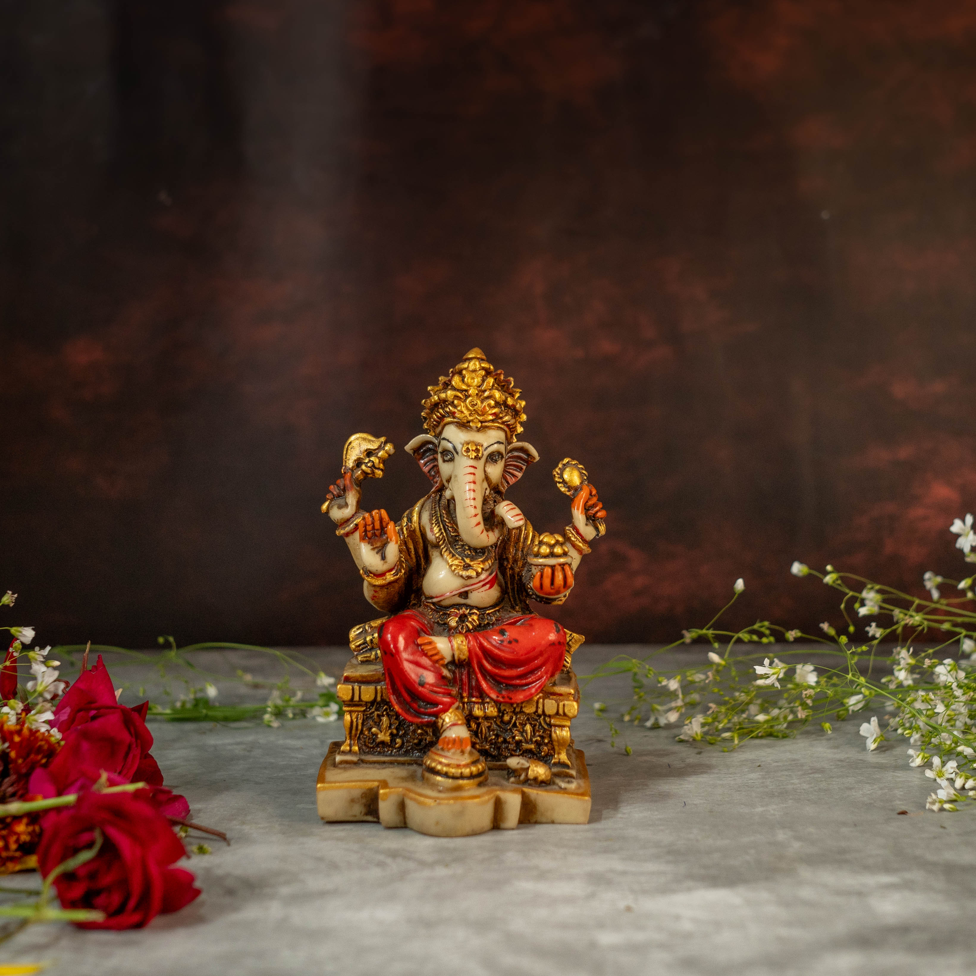 6" Ganesha Idol in Marble Dust