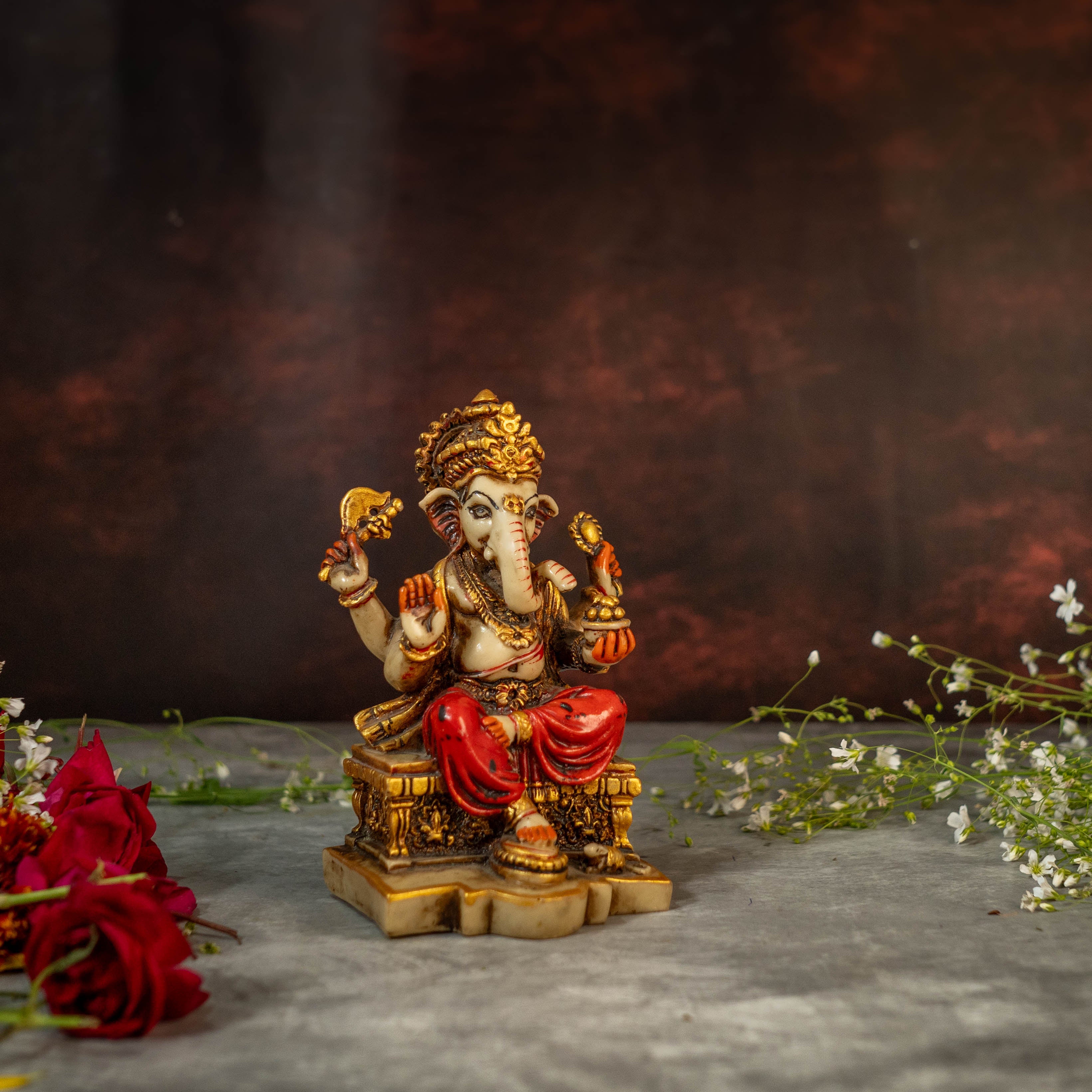 6" Ganesha Idol in Marble Dust