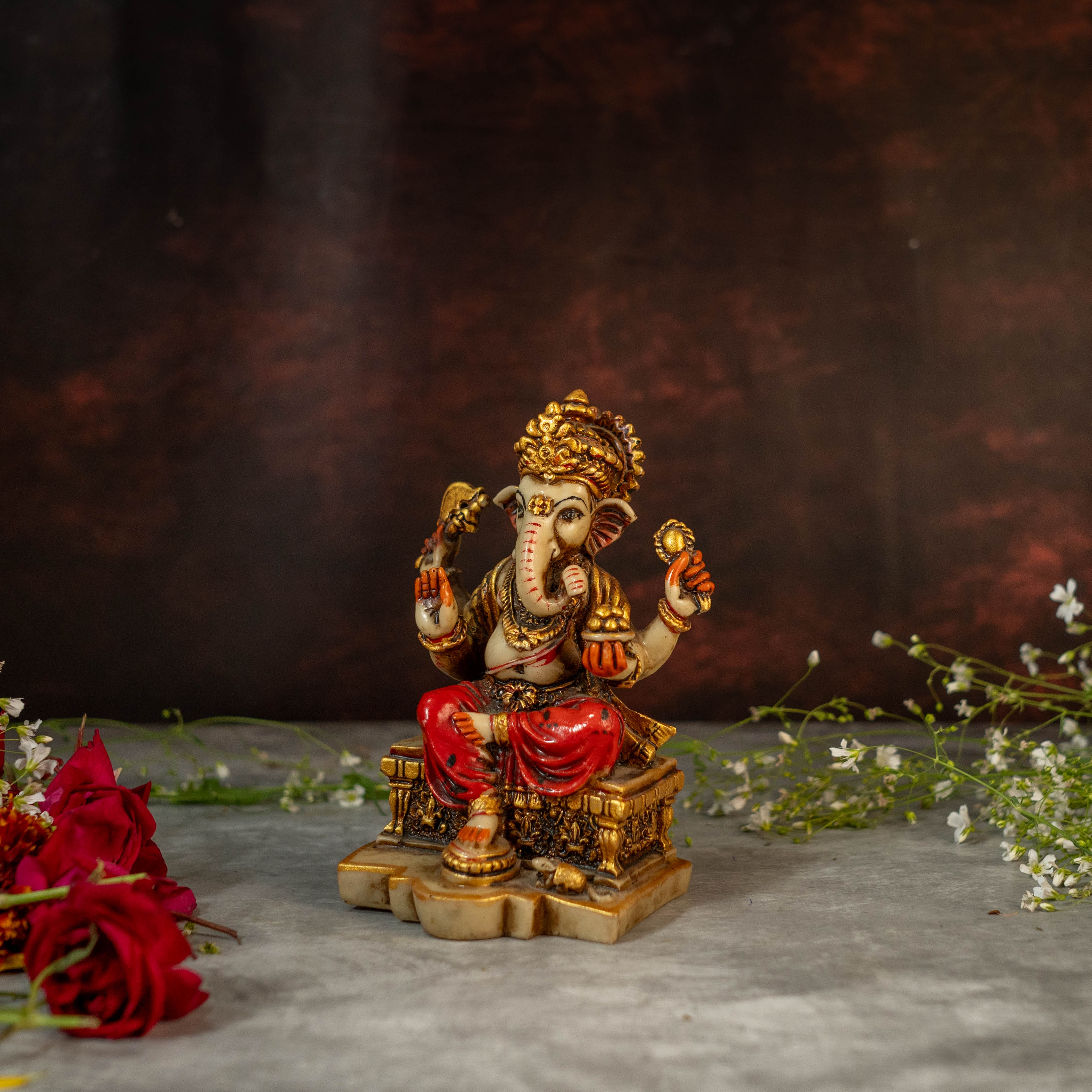 6" Ganesha Idol in Marble Dust