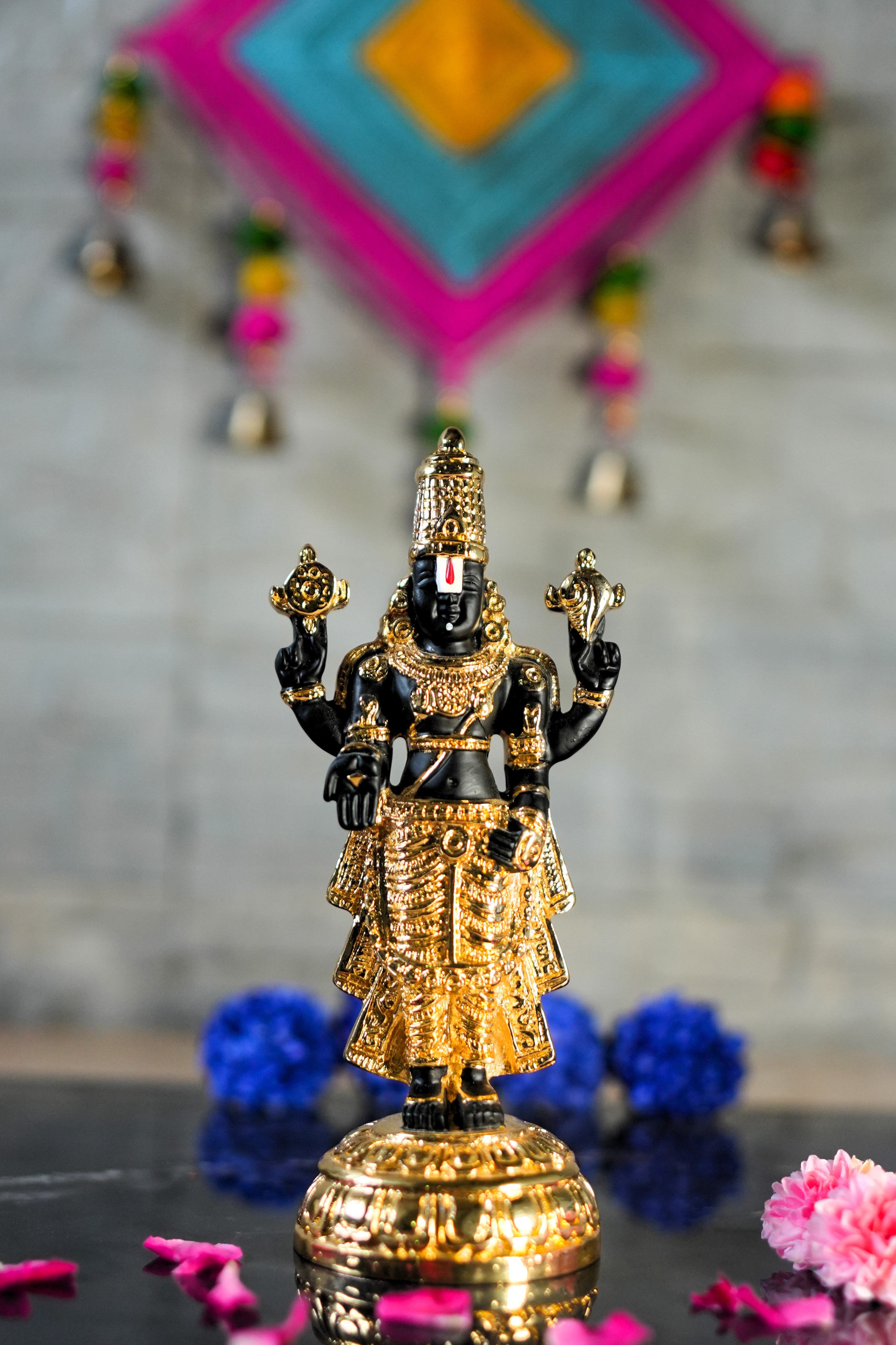 Standing Tirupati Balaji in Gold Plated/Silver Plated In 8 Inches | Shri Venkateswara