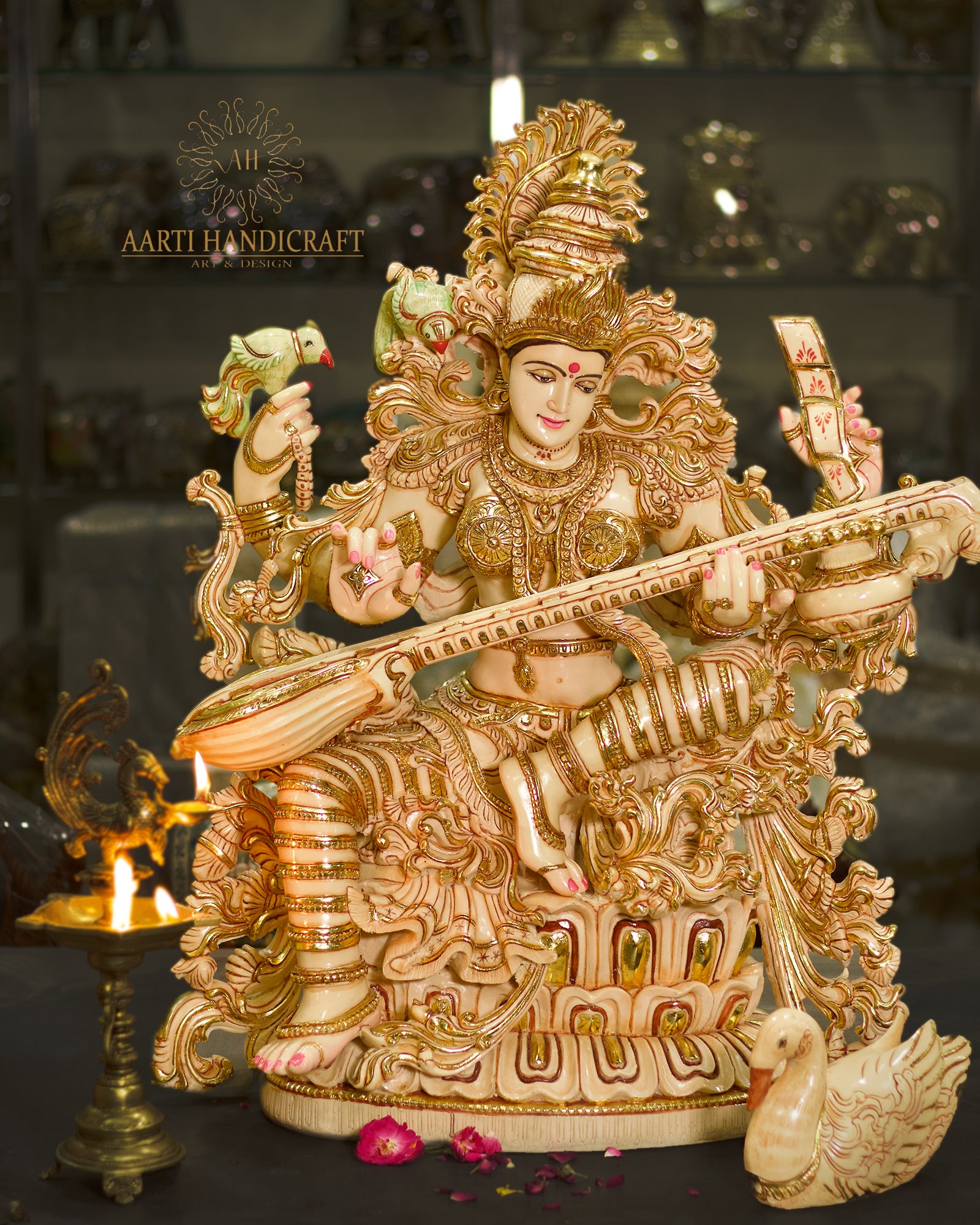 36" Mata Saraswati Big Idol in Marble Dust