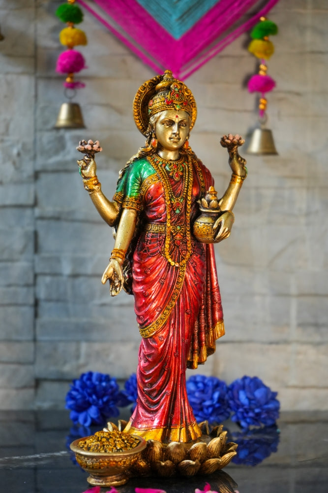 STANDING DIVINE GODDESS LAKSHMI IDOL IN 10"