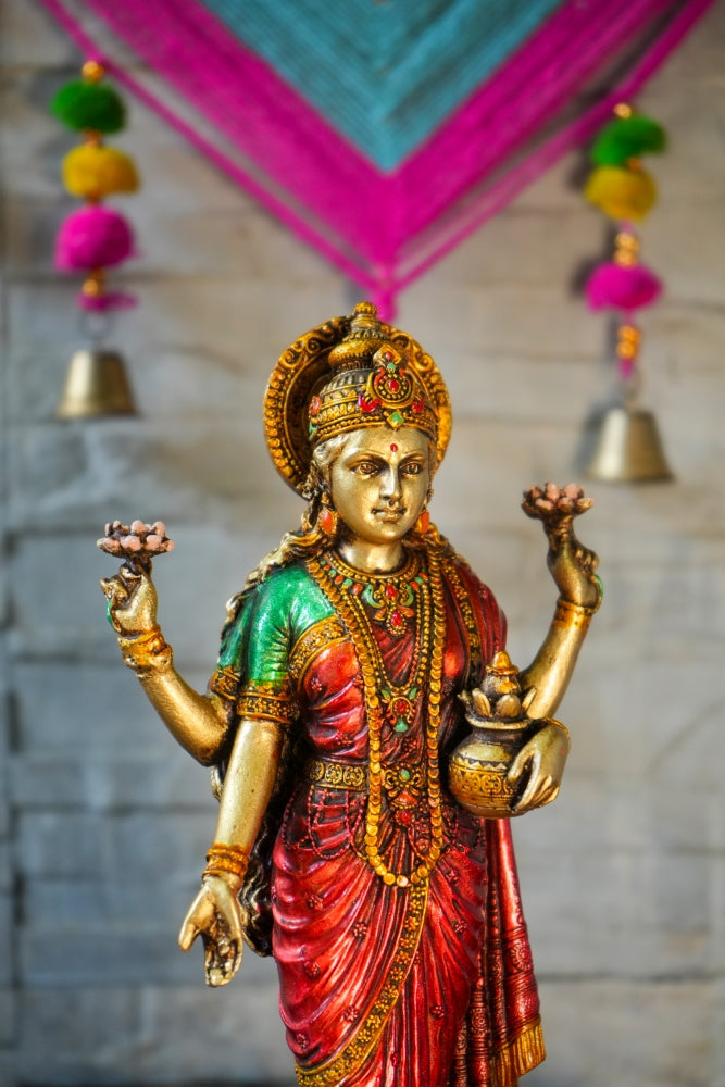 STANDING DIVINE GODDESS LAKSHMI IDOL IN 10"